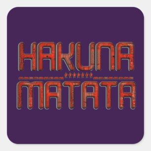 Wunderschöner Erhabener Roter Hakuna-Matata-Text Quadratischer Aufkleber