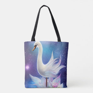 Wunderschöner Fantasy White Swan mit Blume