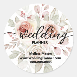Wunderschöner floraler HOCHZEITSPLANER Runder Aufkleber