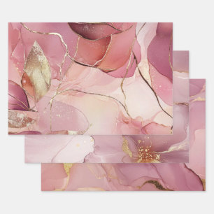Wunderschöner Goldblatt-Rosa-Junggesellinnen-Absch Geschenkpapier Set