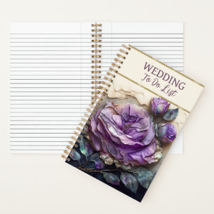 Wunderschöner Hochzeitsplaner mit lila Rosen Notizbuch