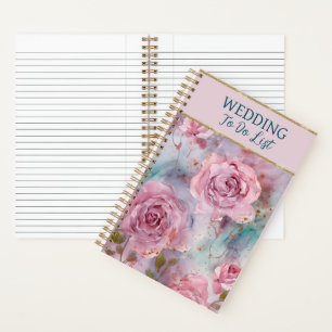 Wunderschöner Hochzeitsplaner mit rosa Rosen Notizbuch