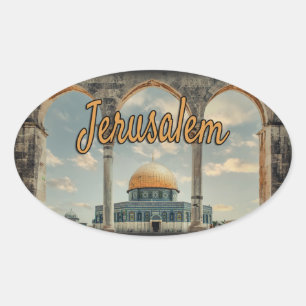 Wunderschöner Jerusalem-Dom des Rock-Designs Ovaler Aufkleber