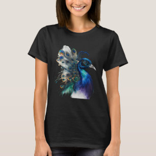 wunderschöner majestätischer Pfau im Mondlicht T-Shirt
