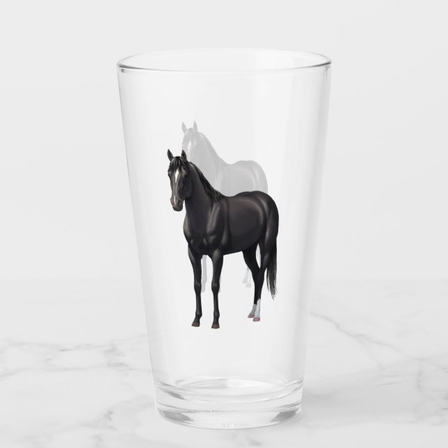 Wunderschöner Pferdehengst aus dem Schwarzen Viert Glas (Vorderseite)