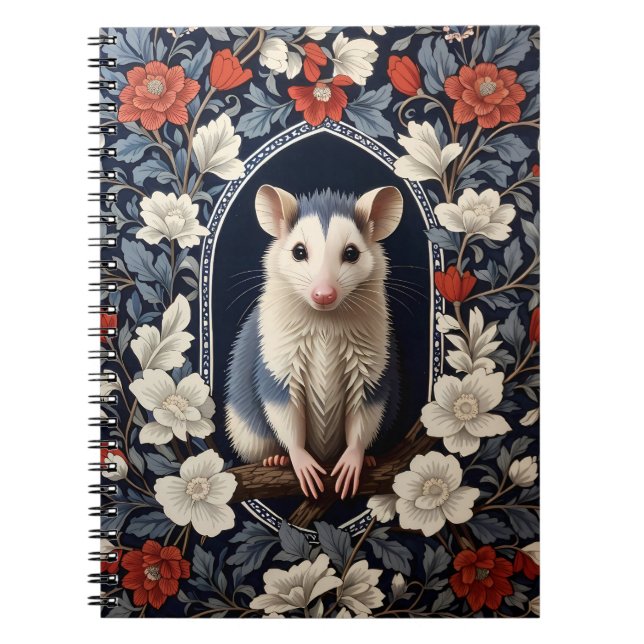 Wunderschöner Possum William Morris inspirierte Bl Notizblock (Vorderseite)