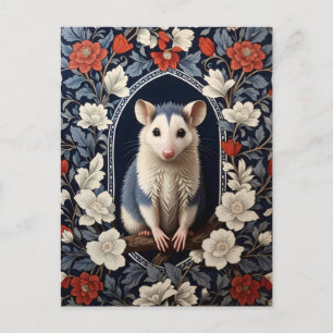 Wunderschöner Possum William Morris inspirierte Bl Postkarte