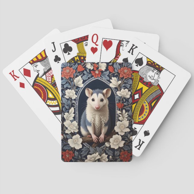 Wunderschöner Possum William Morris inspirierte Bl Spielkarten (Rückseite)