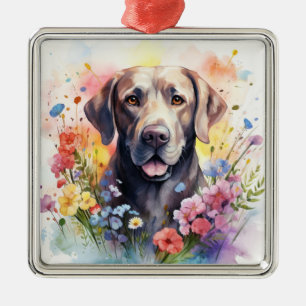 WUNDERSCHÖNER SCHOKOLADENFARBENER LABRADOR RETRIEV ORNAMENT AUS METALL