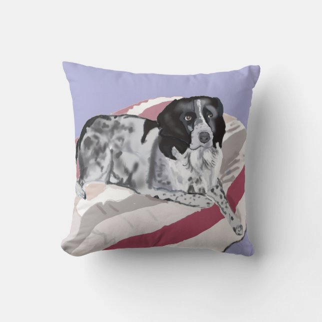 Wunderschöner Schwarz-Weißer Springer Spaniel Kissen (Vorderseite)