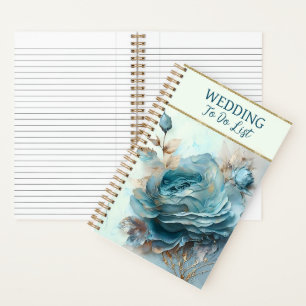 Wunderschöner Türkiser Rosen Hochzeitsplaner Notizbuch