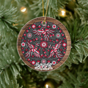 Wunderschöner verzierter bemalter Vogel Name- Jahr Keramik Ornament