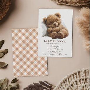 Wunderschöner Wasserfarben-Brauner Teddybär-Baby-E Einladung