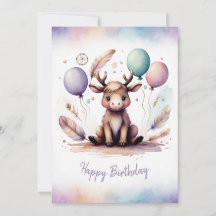 Wunderschöner Wasserfarben-Elch zum Geburtstag
