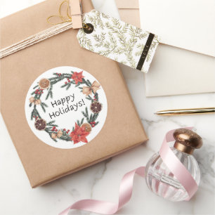 Wunderschöner Weihnachtsstickern Kranz Runder Aufkleber