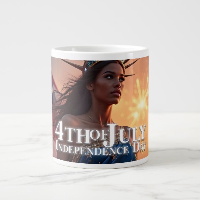 Wunderschönes 4. Juli Design - Feuerwerke & Freihe Jumbo-Tasse (Vorderseite)