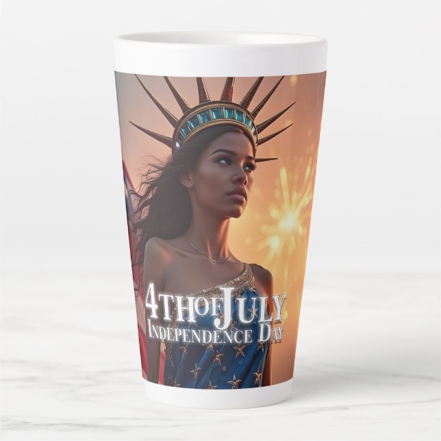 Wunderschönes 4. Juli Design - Feuerwerke & Freihe Milchtasse (Vorderseite)