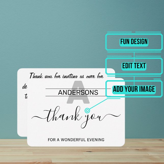 Wunderschönes Abendessen dank Karte (After enjoying excellent hospitality from your friends it is a must to send the host a thank you.)