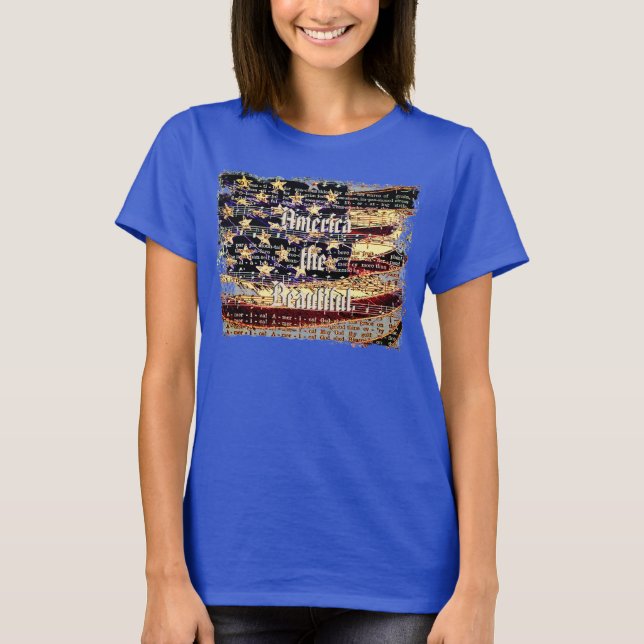 Wunderschönes Amerika, blau, Patriotischer T - Shi T-Shirt (Vorderseite)