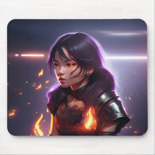 Wunderschönes asiatisches Mädchen schießt Feuer au Mousepad