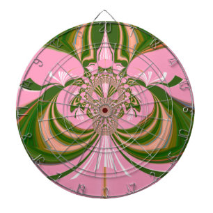 Wunderschönes Babyrosa, Grün und Weiß Kaleidoskop Dartscheibe