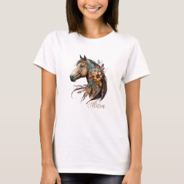 Wunderschönes Bay-Pferd T-Shirt mit Namen