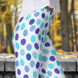 Wunderschönes Blau und Alice Blue Polka Dot Muster Leggings