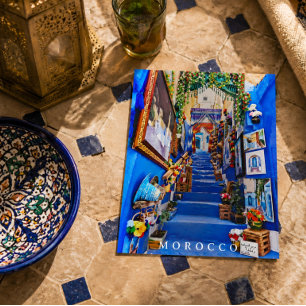 Wunderschönes Blaues Chefchaouen Marokkanische Arc Postkarte