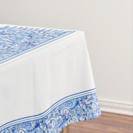 Wunderschönes blaues Floral Paisley Kunstmuster Tischdecke