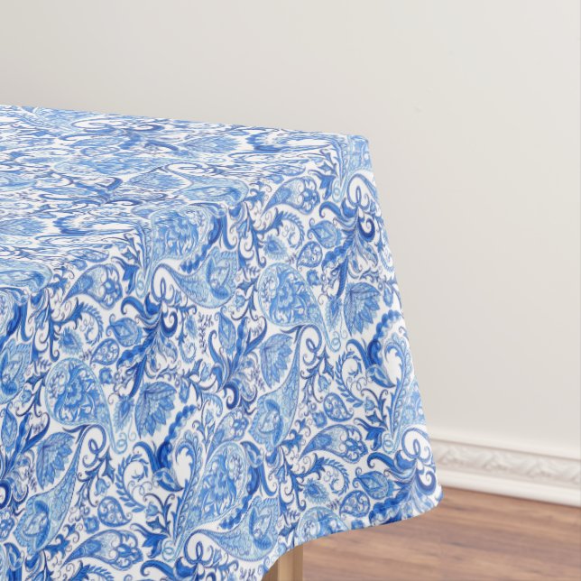 Wunderschönes blaues Floral Paisley Kunstmuster Tischdecke (Beispiel)