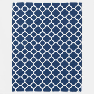 Wunderschönes blaues Quatrefoil marokkanisches Mus Fleecedecke