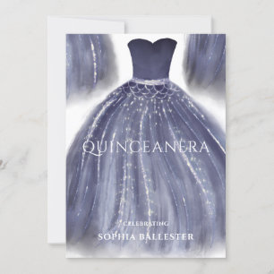 Wunderschönes blaues Quinceanera Dress Gown Party Einladung