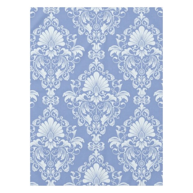 Wunderschönes Blue Damask Dinnerware Tischdecke (Vorderseite)