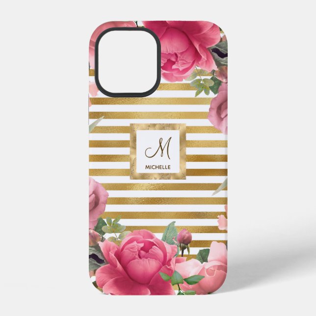 Wunderschönes Blumenmonogramm für Mädchen iPhone Hülle (Rückseite)