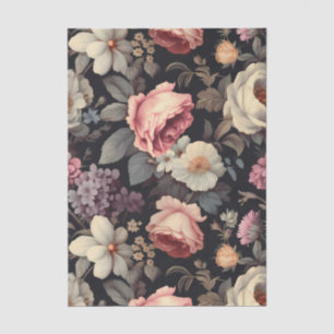 Wunderschönes Blumenmuster auf dunklem Hintergrund Seidenpapier