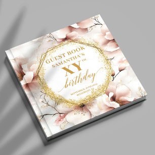 Wunderschönes Blush Gold Watercolor Geburtstagskar Gästebuch