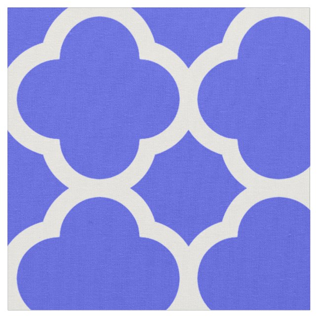 Wunderschönes brillantes blaues Quatrefolienmuster Stoff (Nahaufnahme)