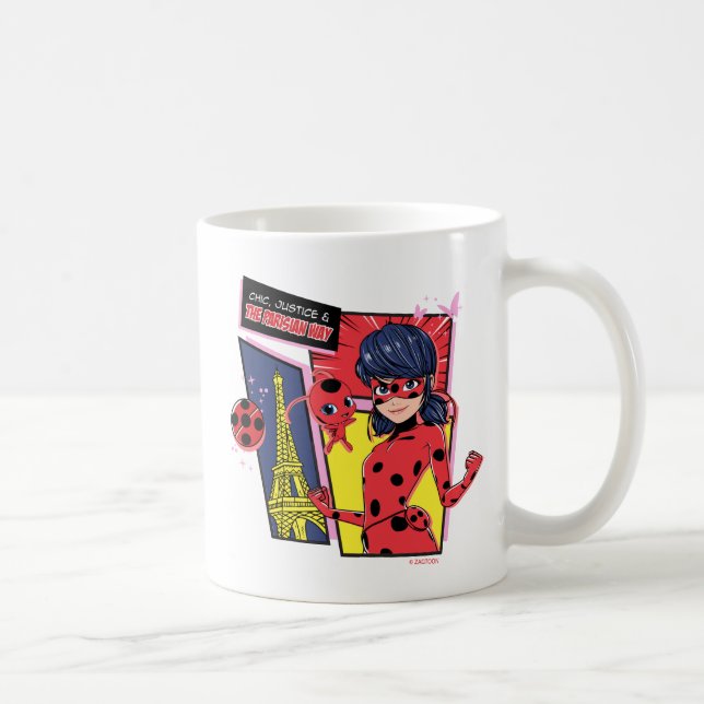 Wunderschönes Comic Ladybug Pariser Weg Kaffeetasse (Rechts)