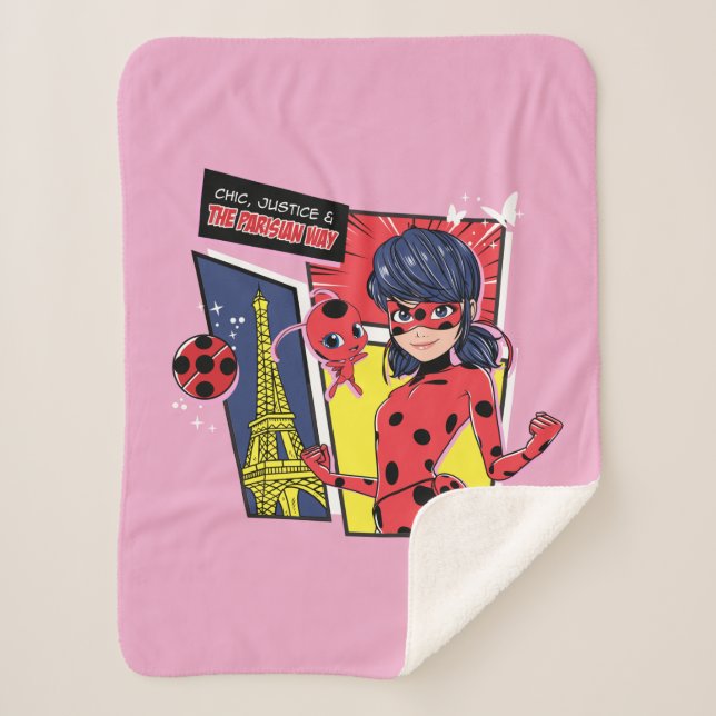 Wunderschönes Comic Ladybug Pariser Weg Sherpadecke (Vorderseite)