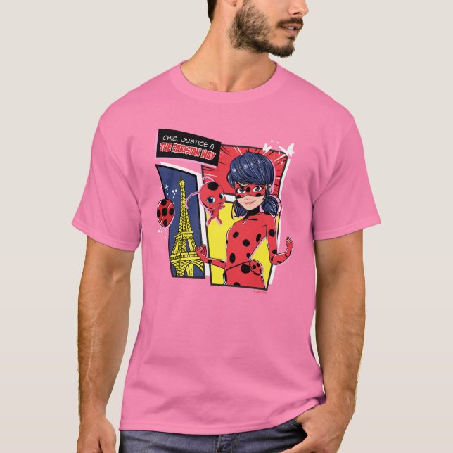Wunderschönes Comic Ladybug Pariser Weg T-Shirt (Vorderseite)
