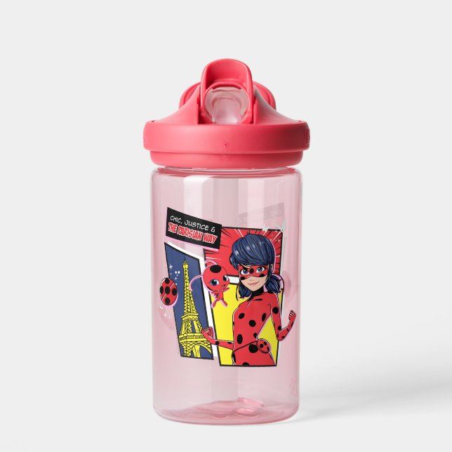 Wunderschönes Comic Ladybug Pariser Weg Trinkflasche (Vorne)