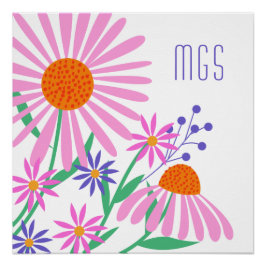 Wunderschönes Daisies benutzerdefiniertes Monogram Poster