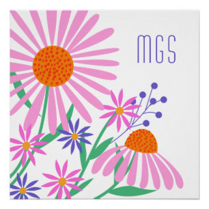 Wunderschönes Daisies benutzerdefiniertes Monogram Poster