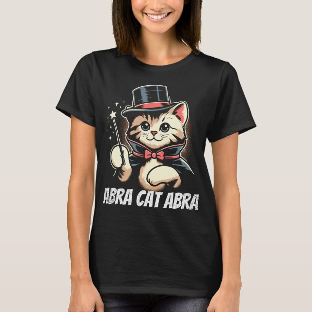 Wunderschönes Design der Cat Abracatabra T-Shirt (Vorderseite)