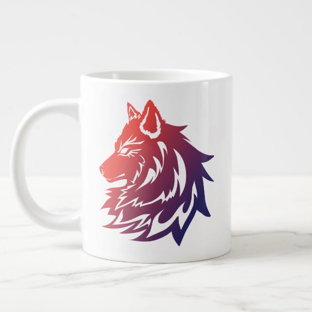wunderschönes Design dieser Wolf-Tasse Jumbo-Tasse (Links)