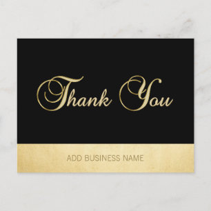 Wunderschönes elegantes Gold Black Business Postkarte