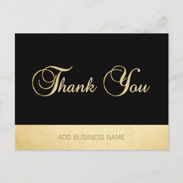 Wunderschönes elegantes Gold Black Business Postkarte (Vorderseite)