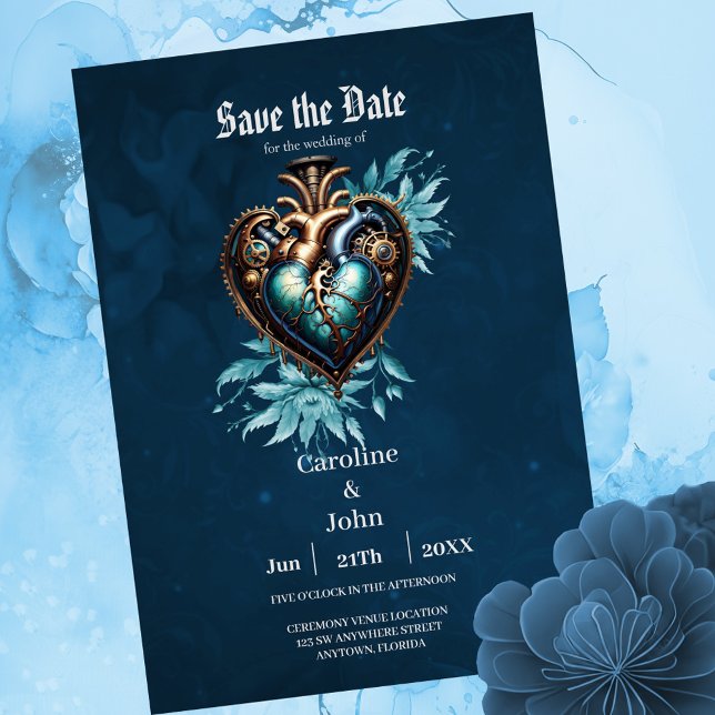 Wunderschönes elegantes Steampunkherz. Save The Date (Steampunk heart)