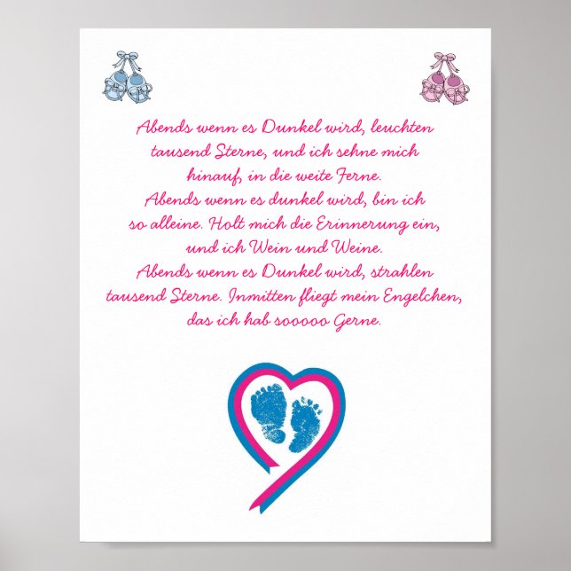 Wunderschönes Erinnerungsposter für Sternenkinder Poster (Vorne)