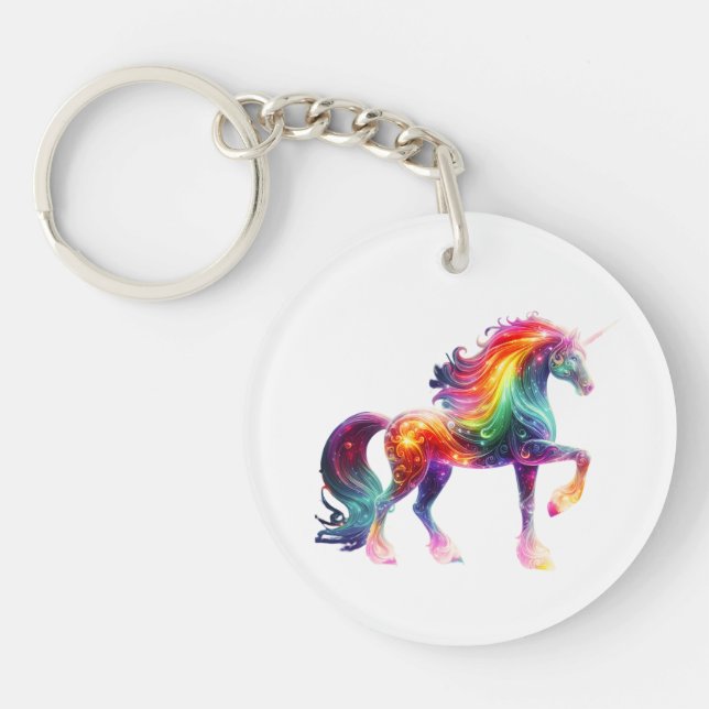 Wunderschönes Farbige Einhorn  Schlüsselanhänger (Vorderseite)